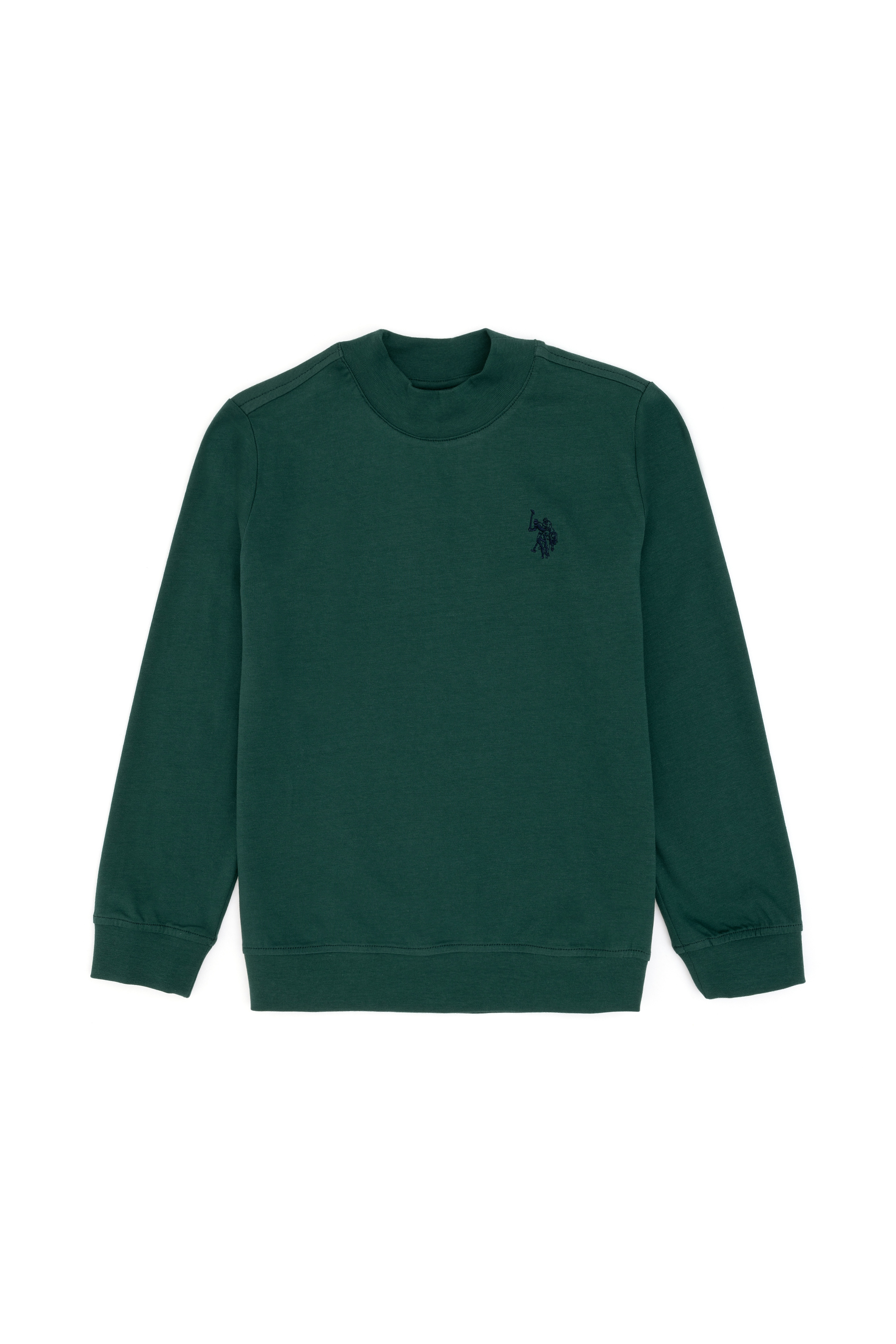 Erkek Çocuk Koyu Yeşil Basic Bisiklet Yaka Sweatshirt - Image 3