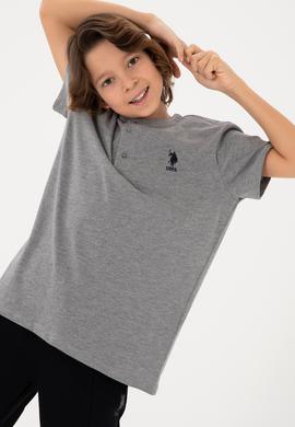 Erkek Çocuk Gri Melanj Basic Tişört - 50295504006