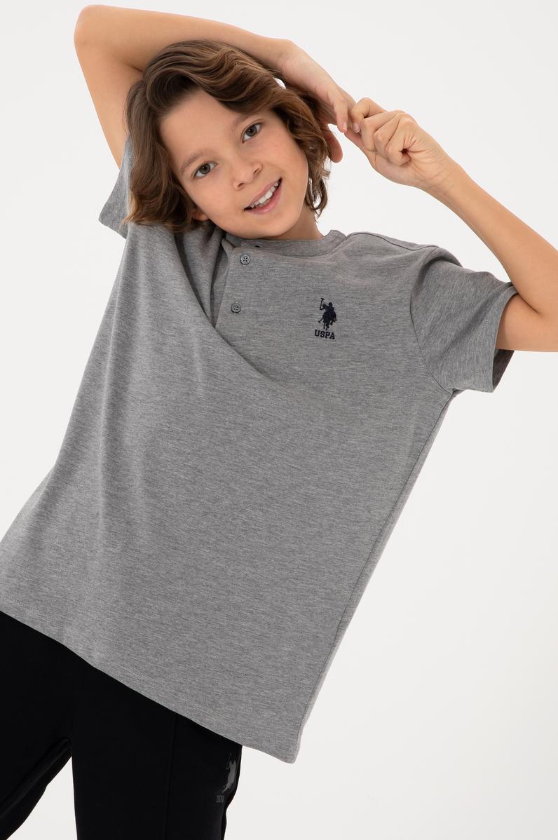 Erkek Çocuk Gri Melanj Basic Tişört