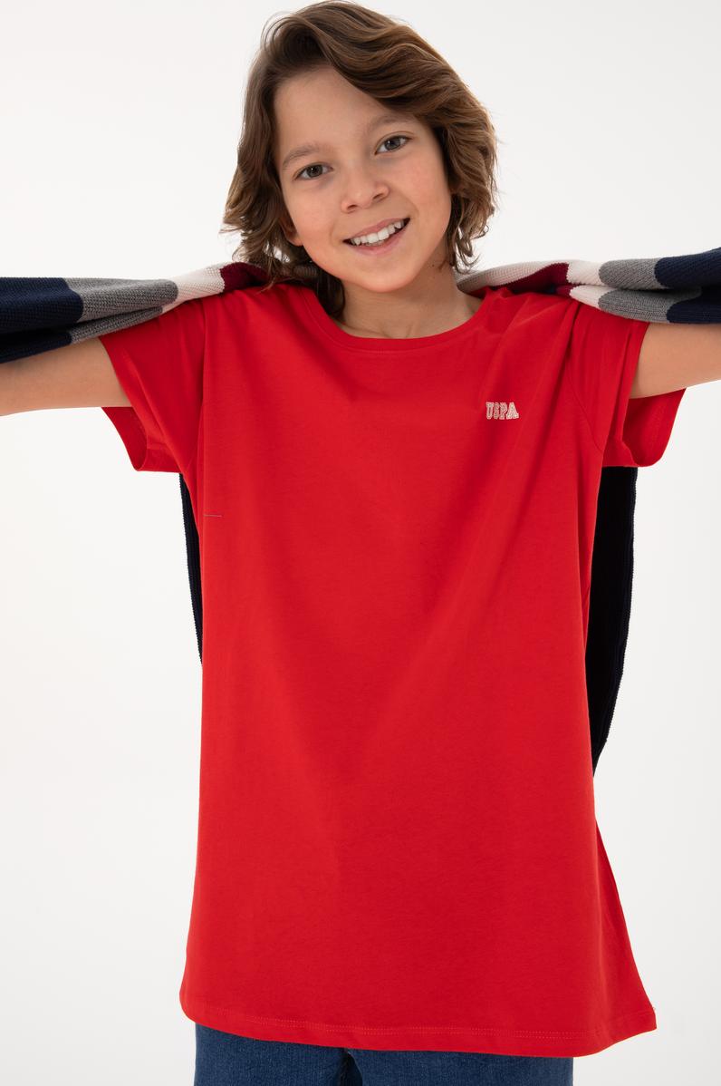 Erkek Çocuk Kırmızı Bisiklet Yaka Tişört