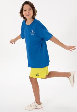 Erkek Çocuk Kobalt Oversize Bisikelt Yaka Tişört - 50298981053