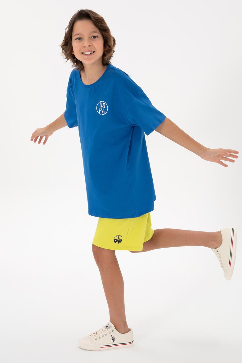 Erkek Çocuk Kobalt Oversize Bisikelt Yaka Tişört - 50298981053