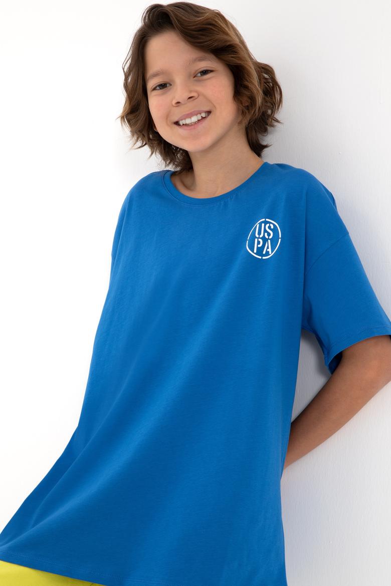 Erkek Çocuk Kobalt Oversize Bisikelt Yaka Tişört