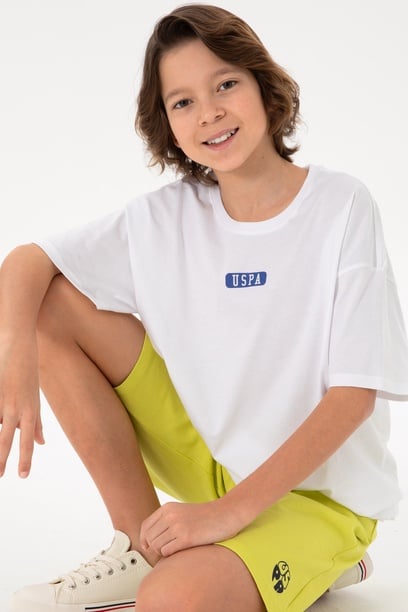 Erkek Çocuk Beyaz Oversize Bisiklet Yaka Tişört