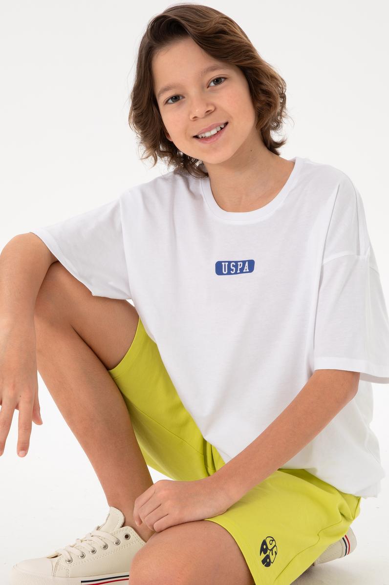 Erkek Çocuk Beyaz Oversize Bisiklet Yaka Tişört