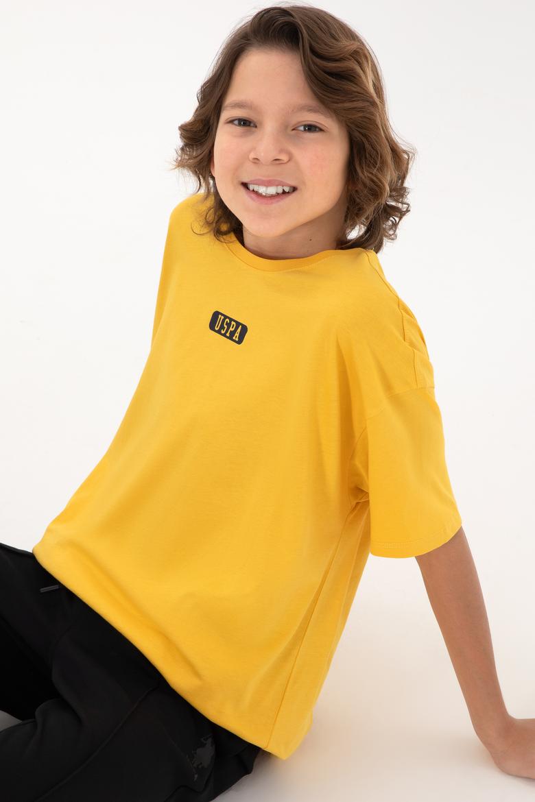 Erkek Çocuk Safran Oversize Bisiklet Yaka Tişört