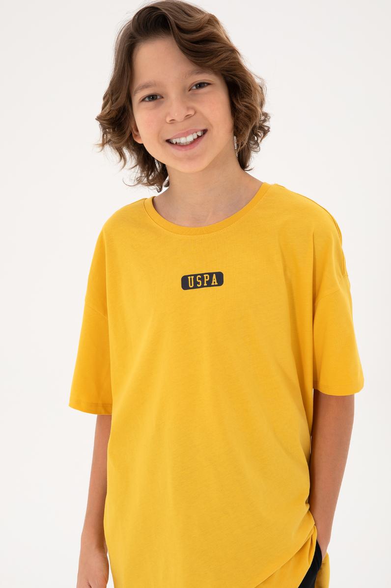 Erkek Çocuk Safran Oversize Bisiklet Yaka Tişört