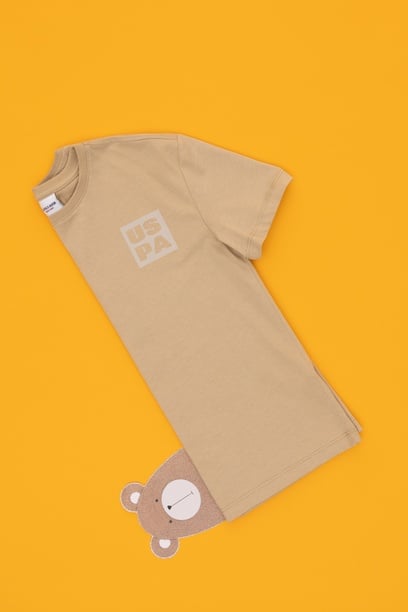 Erkek Çocuk Kum Comfort Basic Bisiklet Yaka Tişört