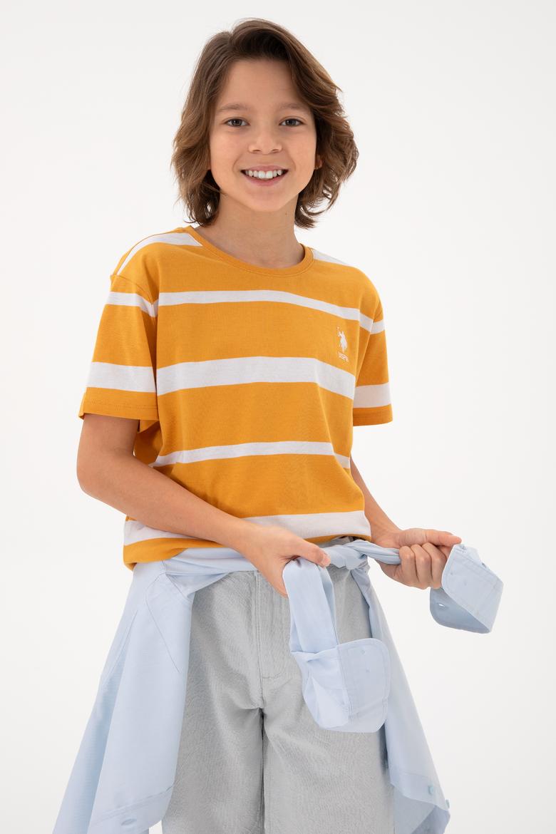 Erkek Çocuk Turuncu Bisiklet Yaka Tişört