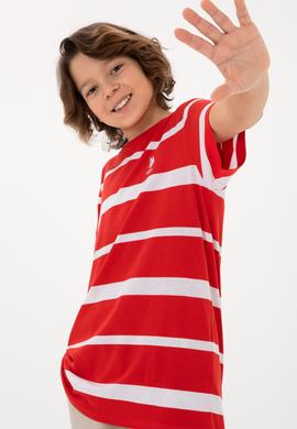 Erkek Çocuk Kırmızı Bisiklet Yaka Tişört - 50298959033