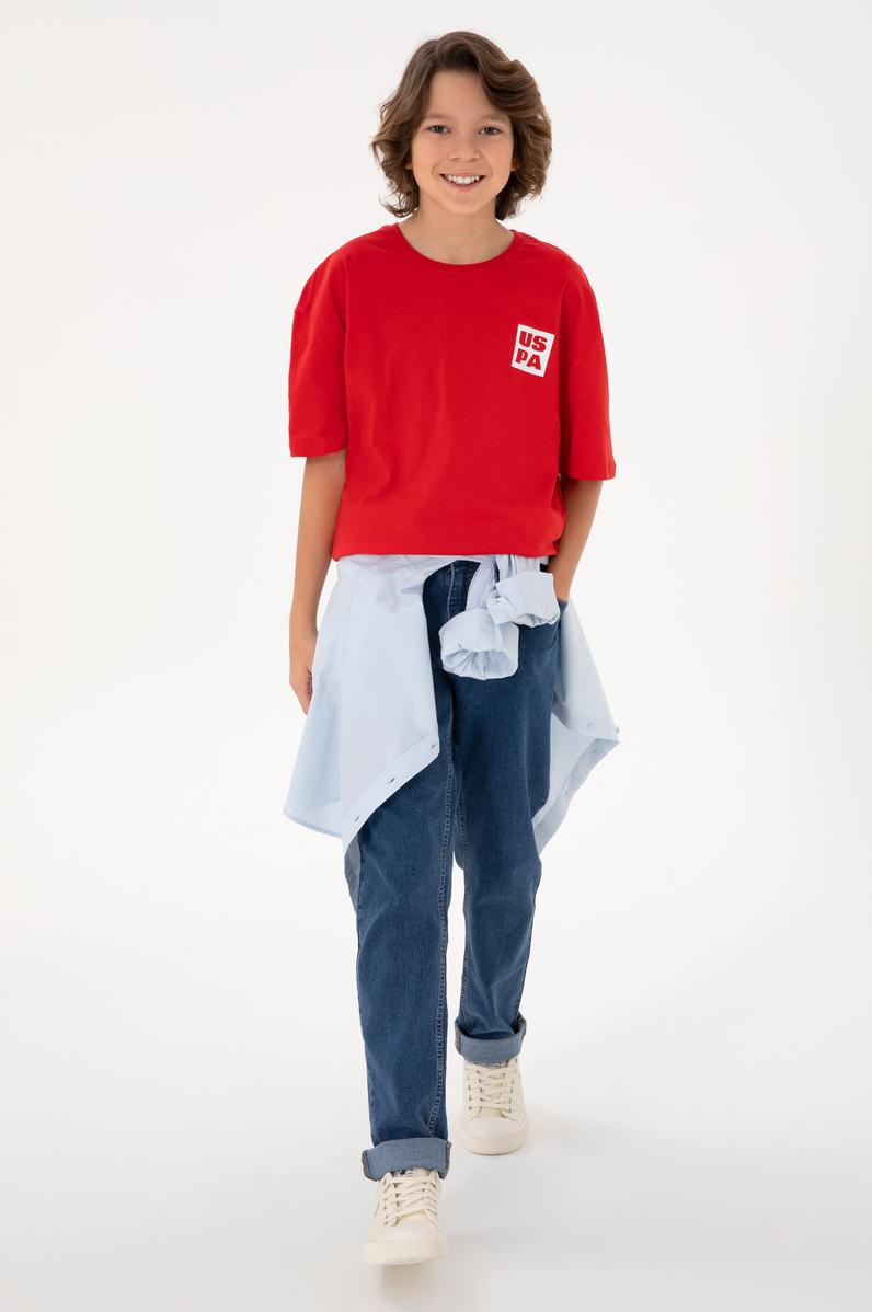 Erkek Çocuk Kırmızı Basic Tişört