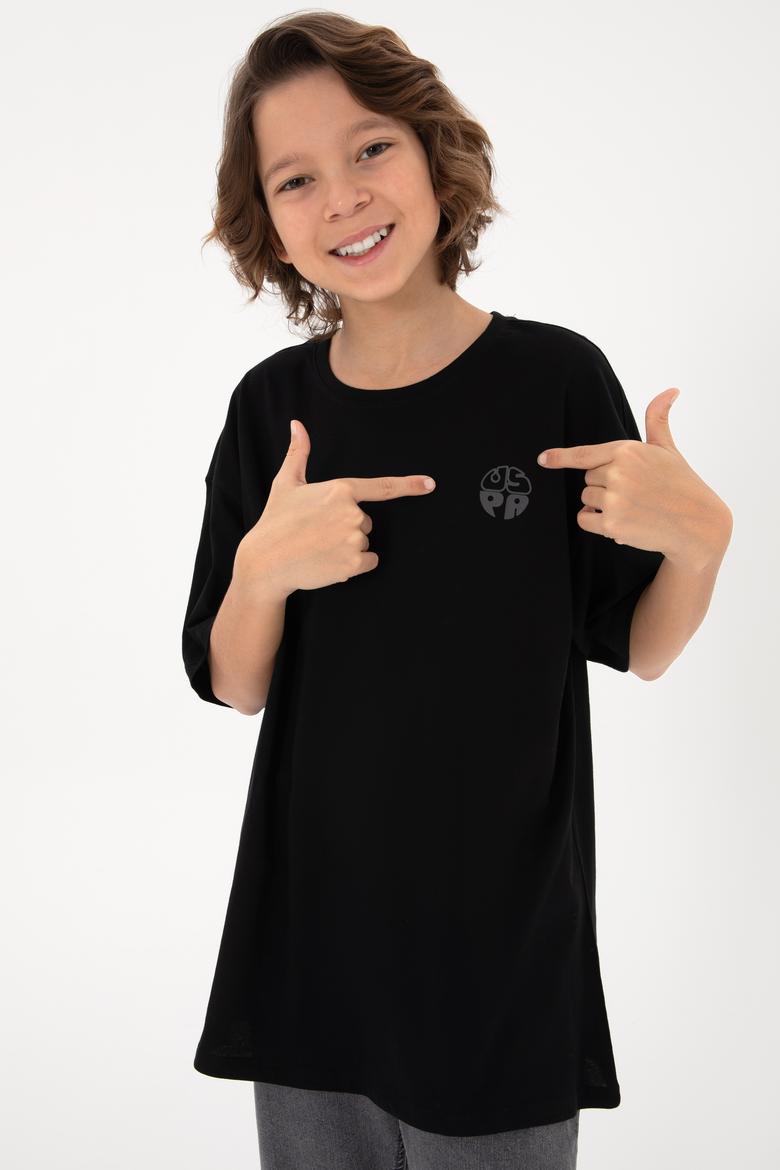 Erkek Çocuk Siyah Comfort Basic Bisiklet Yaka Tişört - 50295503034