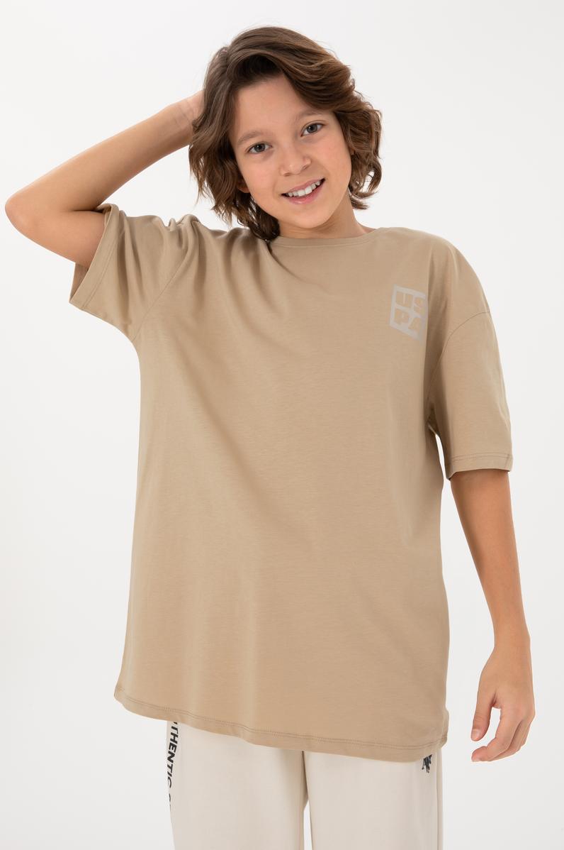 Erkek Çocuk Kum Comfort Basic Bisiklet Yaka Tişört