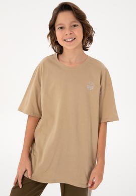 Erkek Çocuk Kum Comfort Basic Bisiklet Yaka Tişört - 50295503079