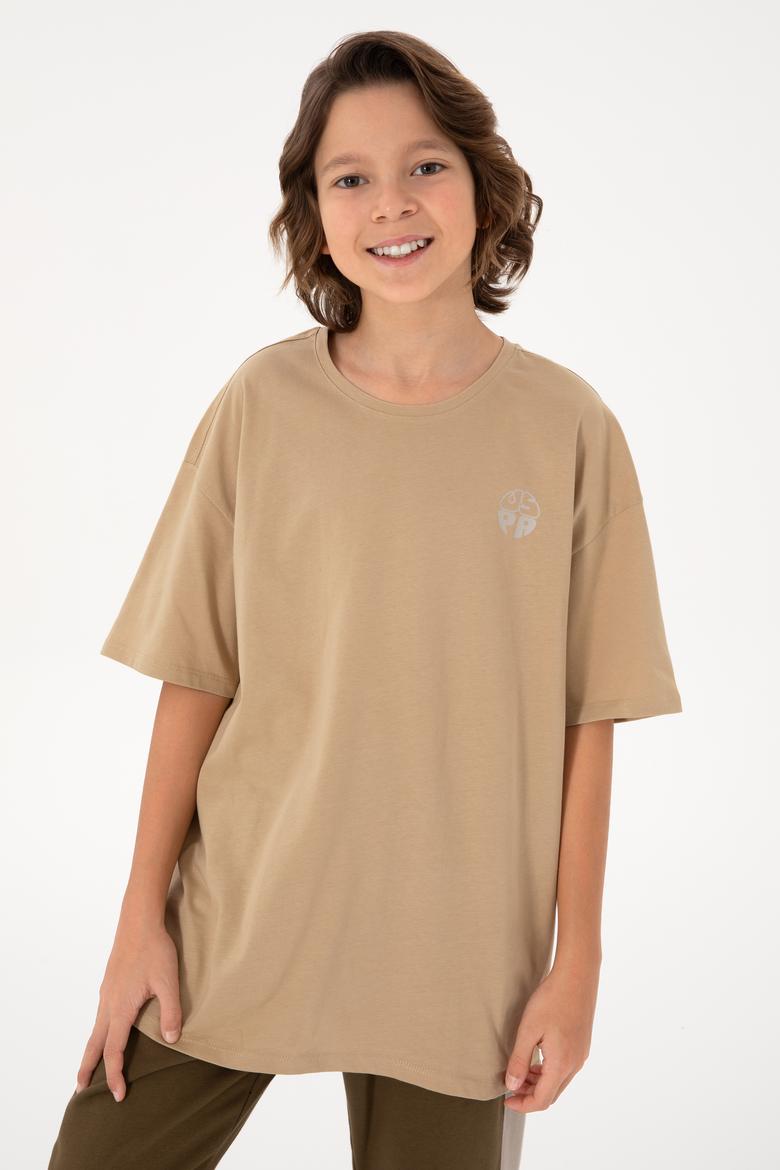 Erkek Çocuk Kum Comfort Basic Bisiklet Yaka Tişört