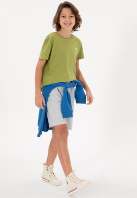 Erkek Çocuk Fıstık Yeşili Bisiklet Yaka Tişört - 50298086115