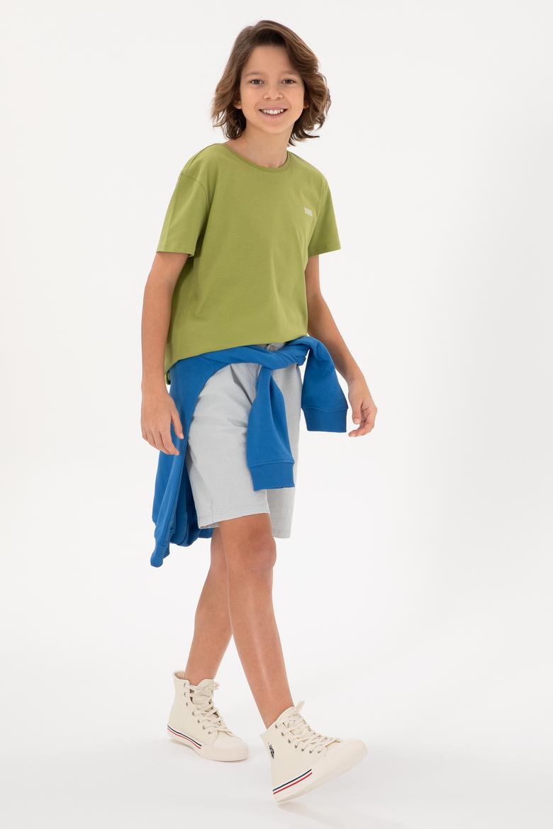 Erkek Çocuk Fıstık Yeşili Bisiklet Yaka Tişört - 50298086115