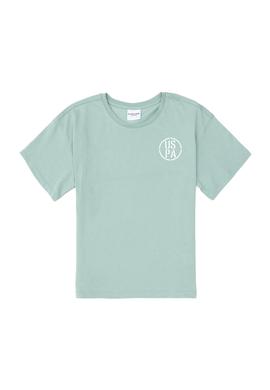 Erkek Çocuk Su Yeşili Oversize Bisiklet Yaka Tişört - 50298981075