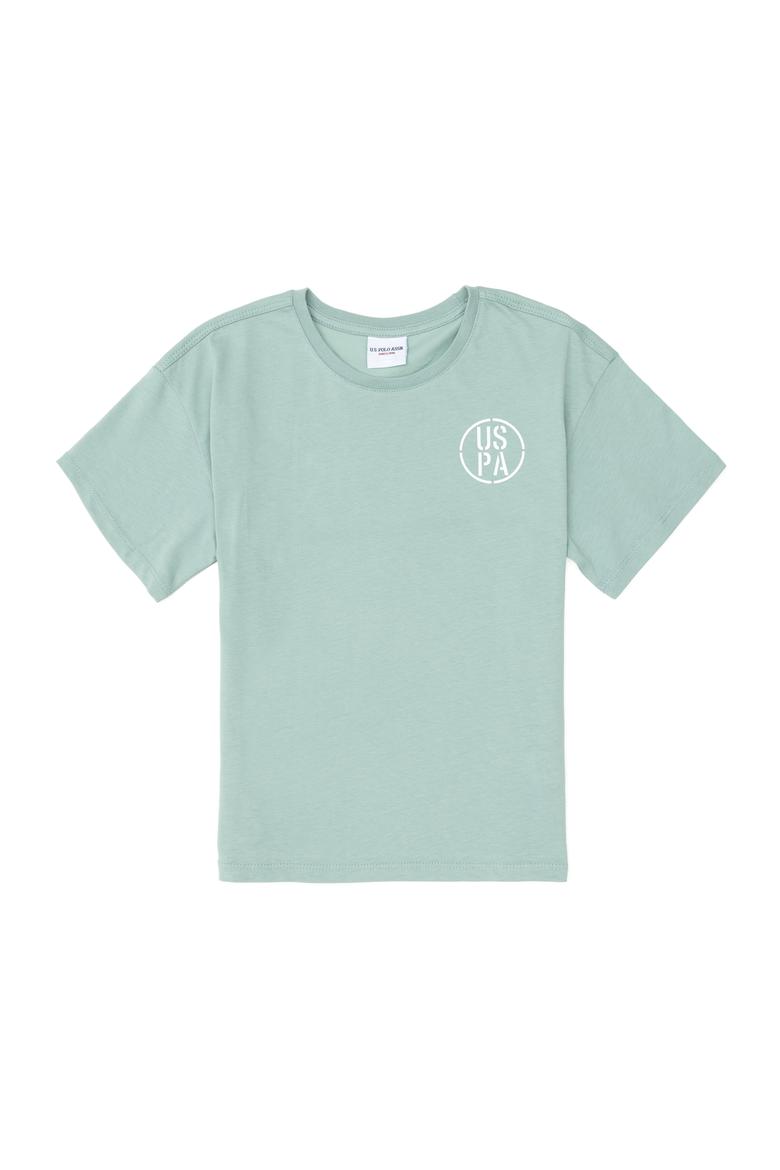 Erkek Çocuk Su Yeşili Oversize Bisiklet Yaka Tişört - 50298981075