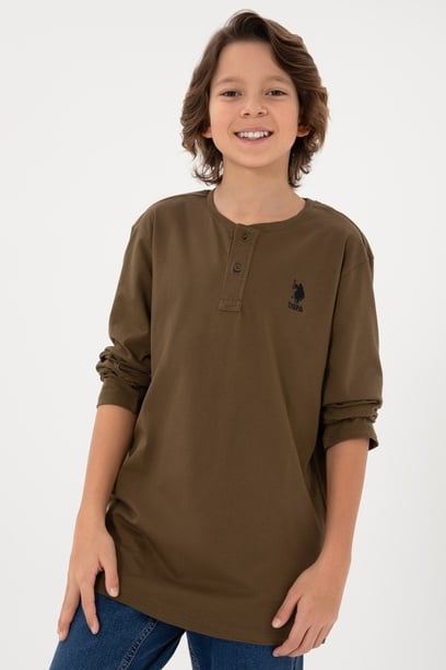 Erkek Çocuk Haki Basic Sweatshirt