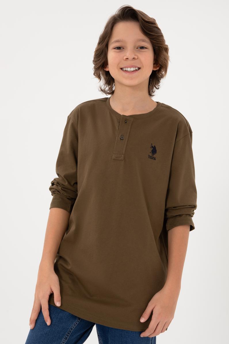 Erkek Çocuk Haki Basic Sweatshirt