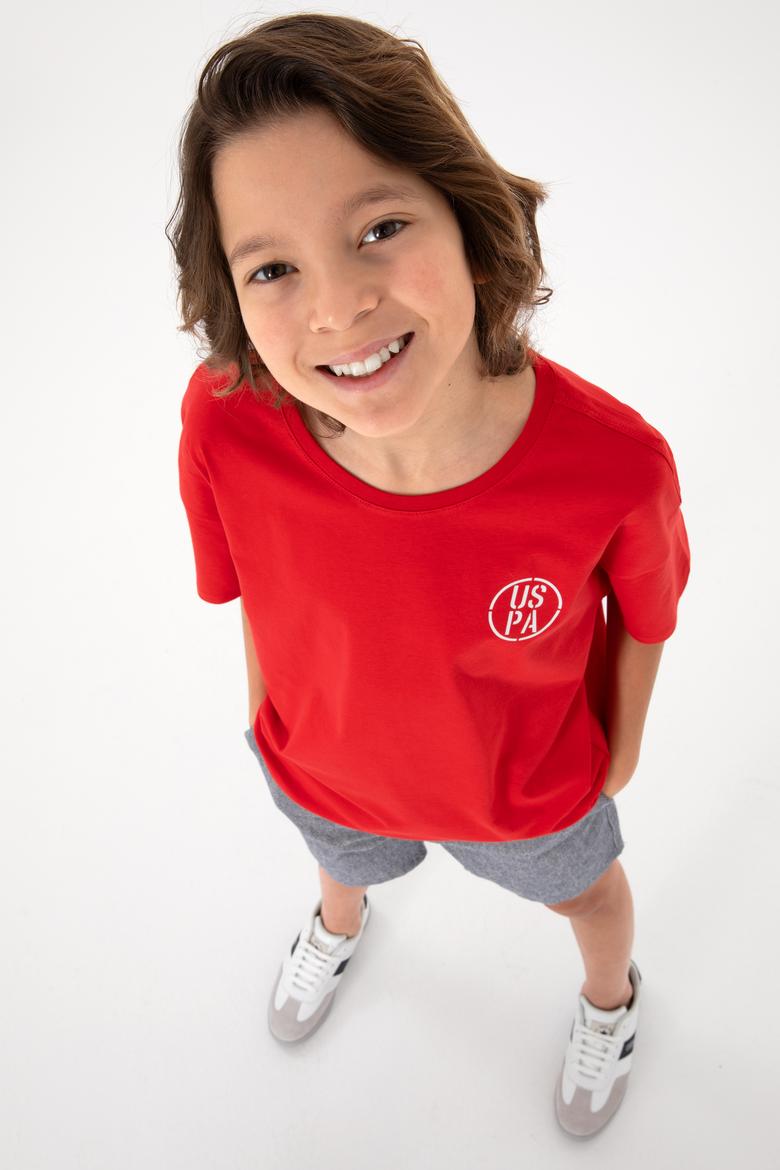 Erkek Çocuk Kırmızı Oversize Bisiklet Yaka Tişört - 50298981083