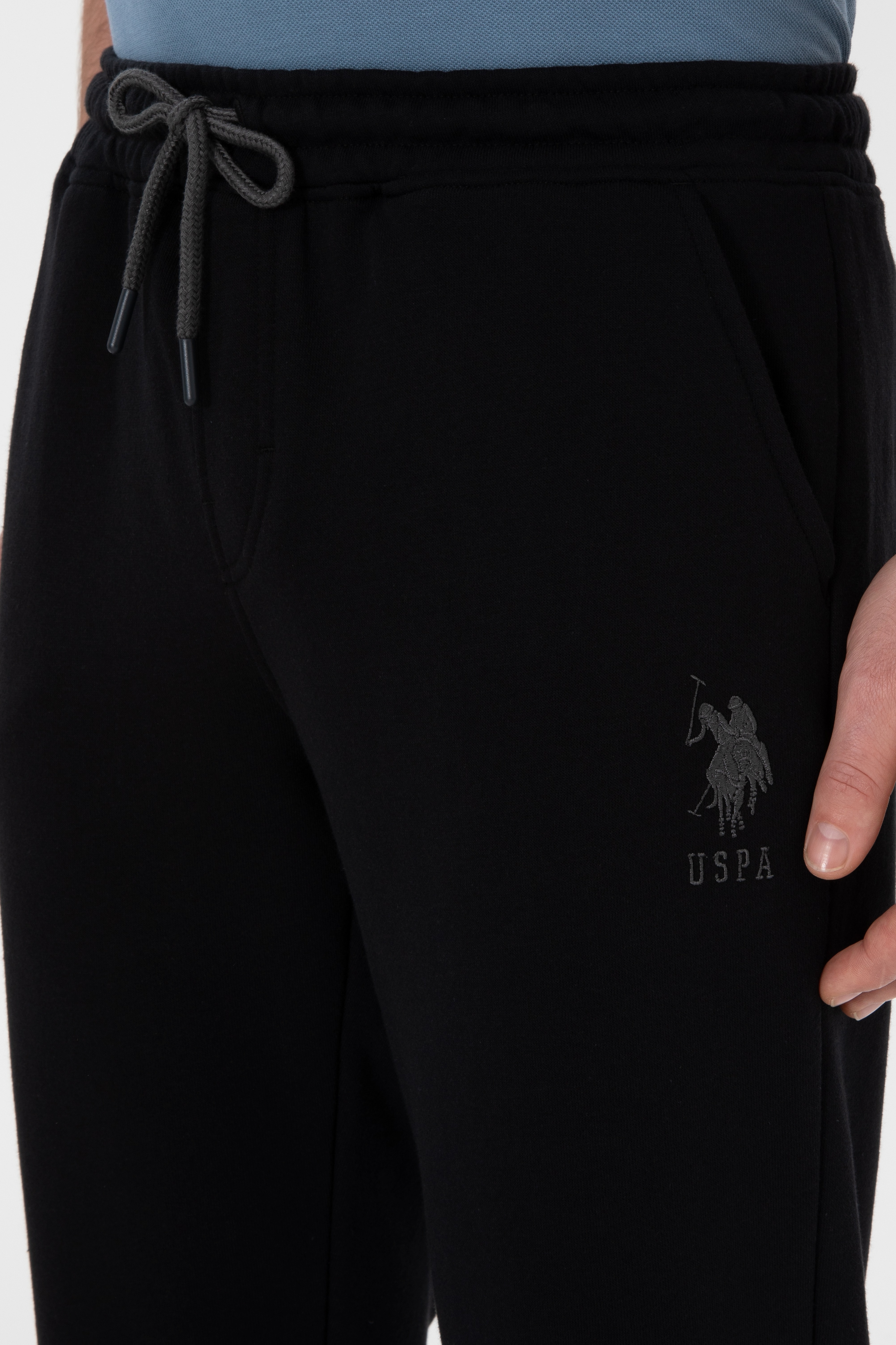 Erkek Slim Fit Düz Paça Siyah Eşofman Altı