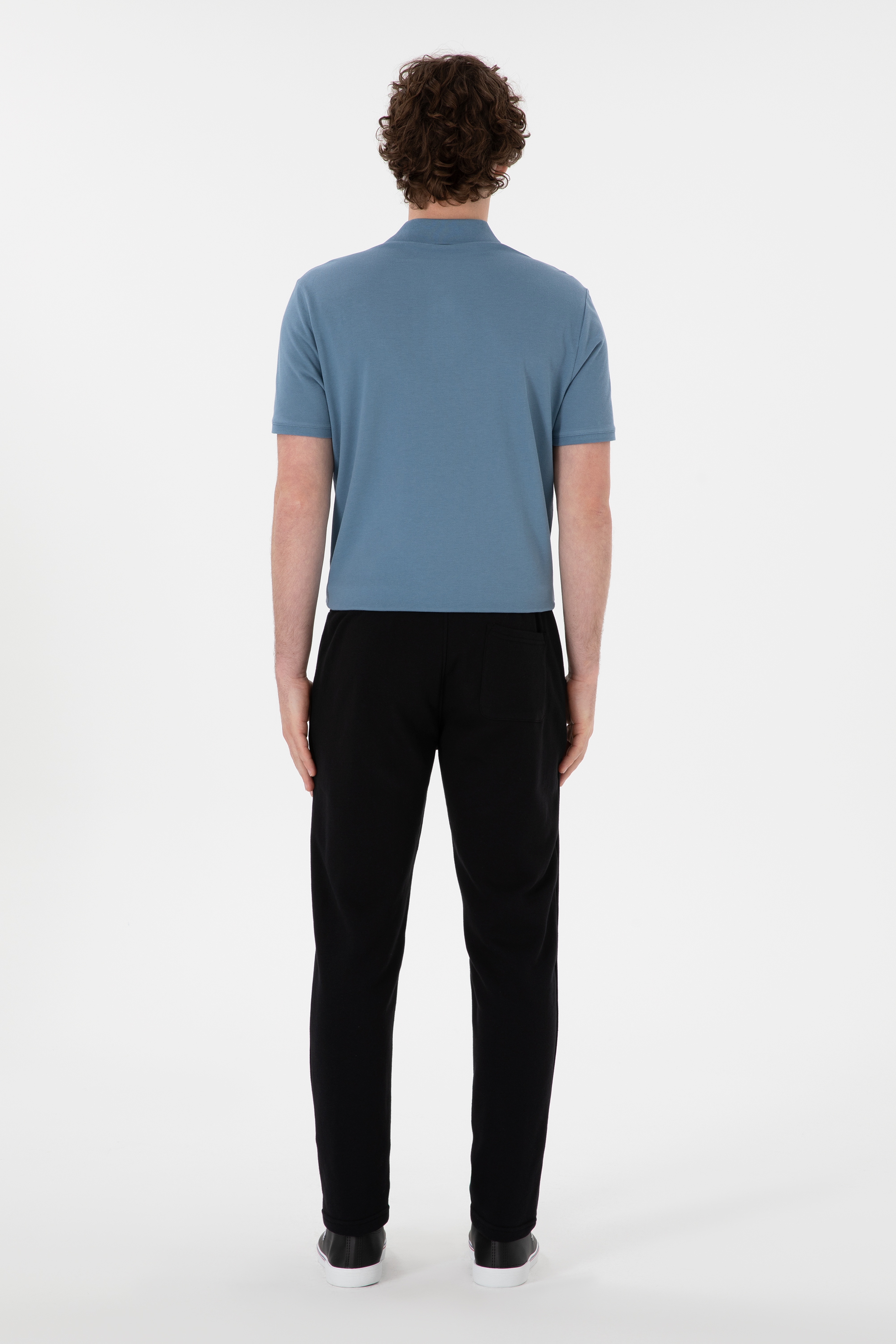 Erkek Slim Fit Düz Paça Siyah Eşofman Altı