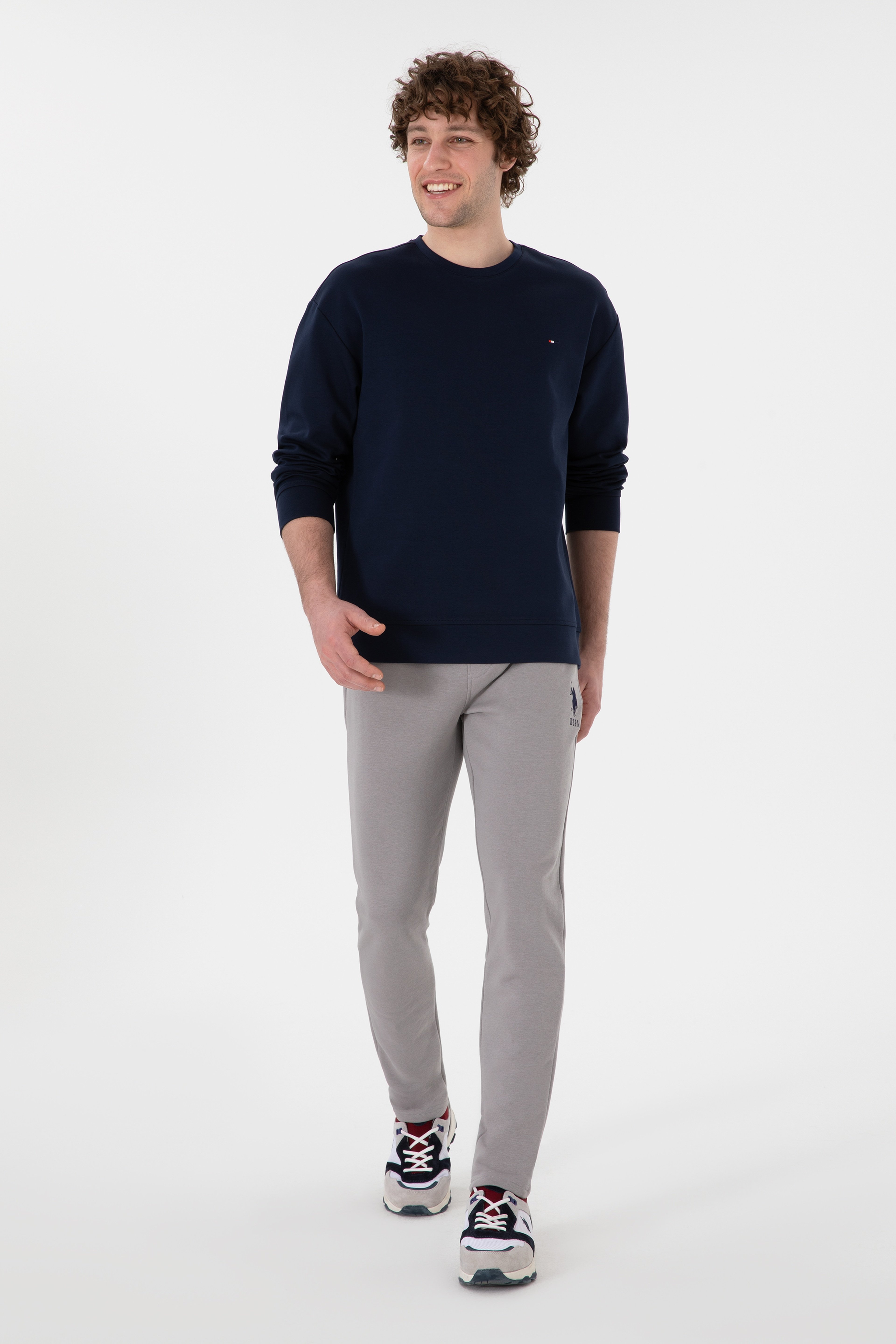 Erkek Slim Fit Düz Paça Gri Eşofman Altı