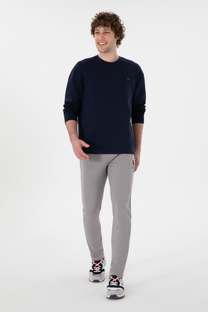 Erkek Slim Fit Düz Paça Gri Eşofman Altı