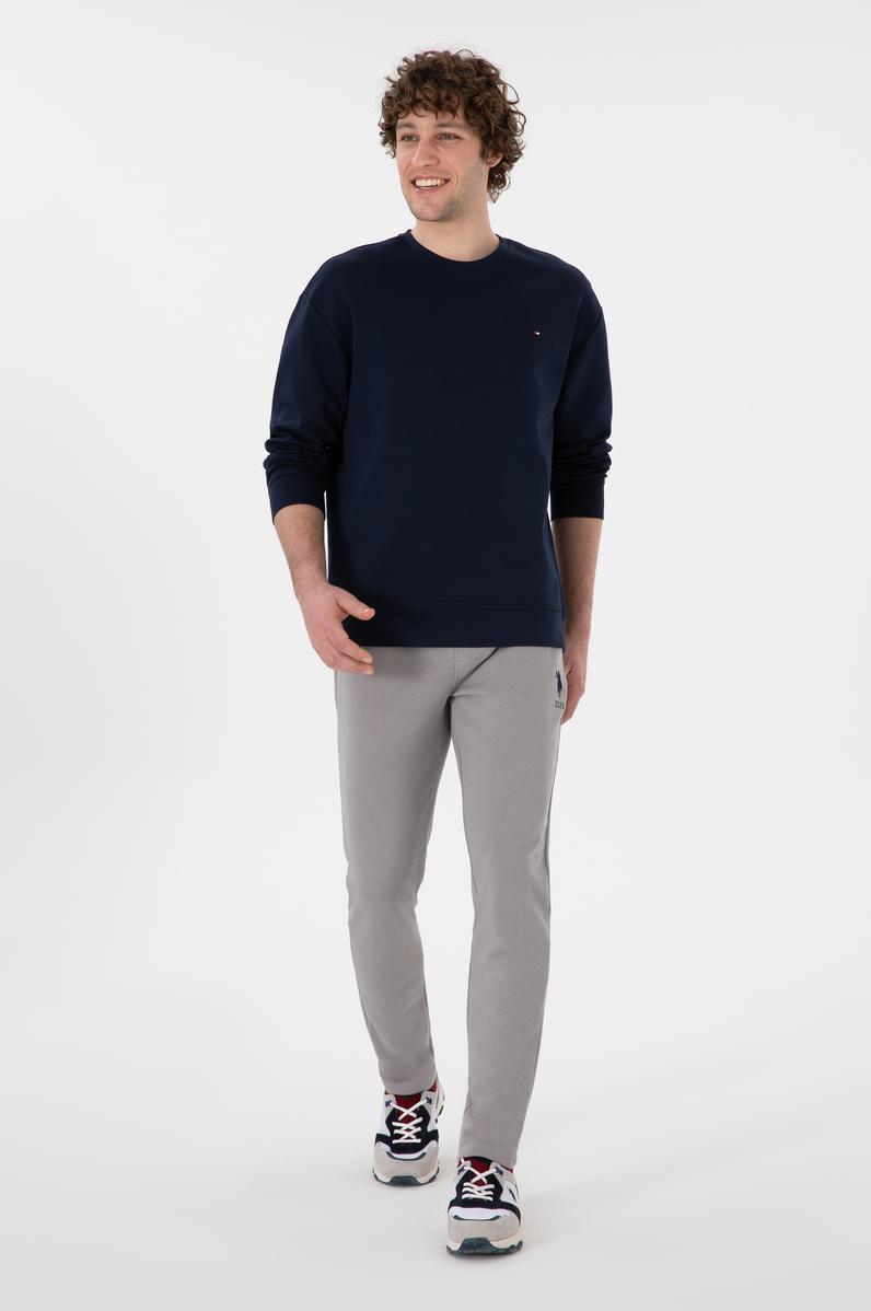 Erkek Slim Fit Düz Paça Gri Eşofman Altı