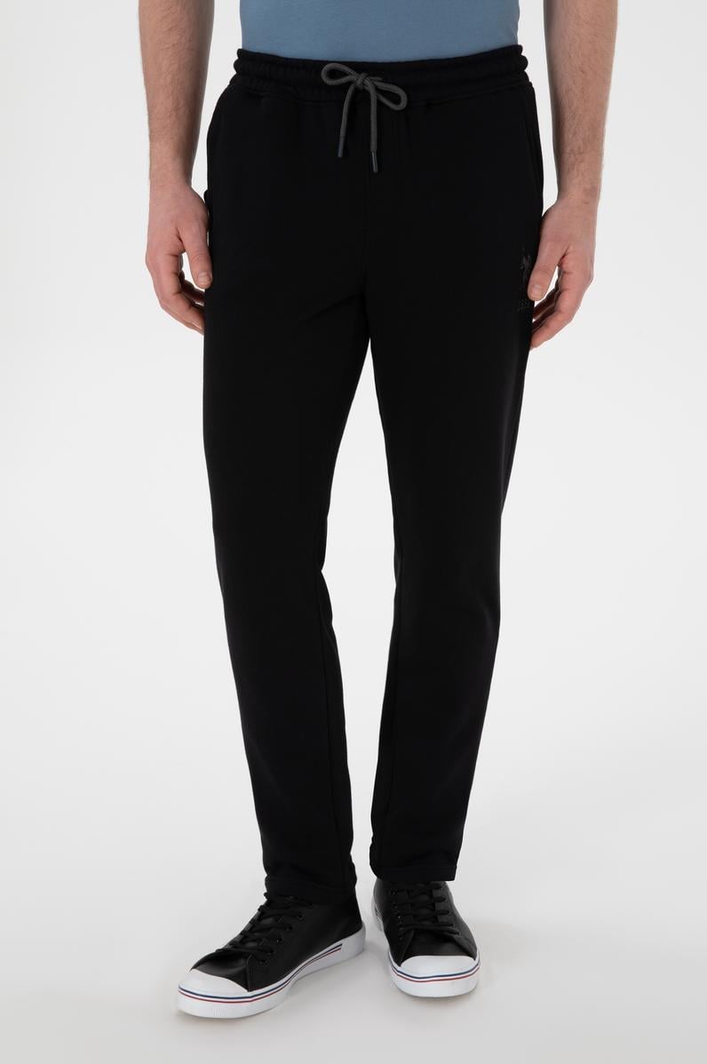 Erkek Slim Fit Düz Paça Siyah Eşofman Altı