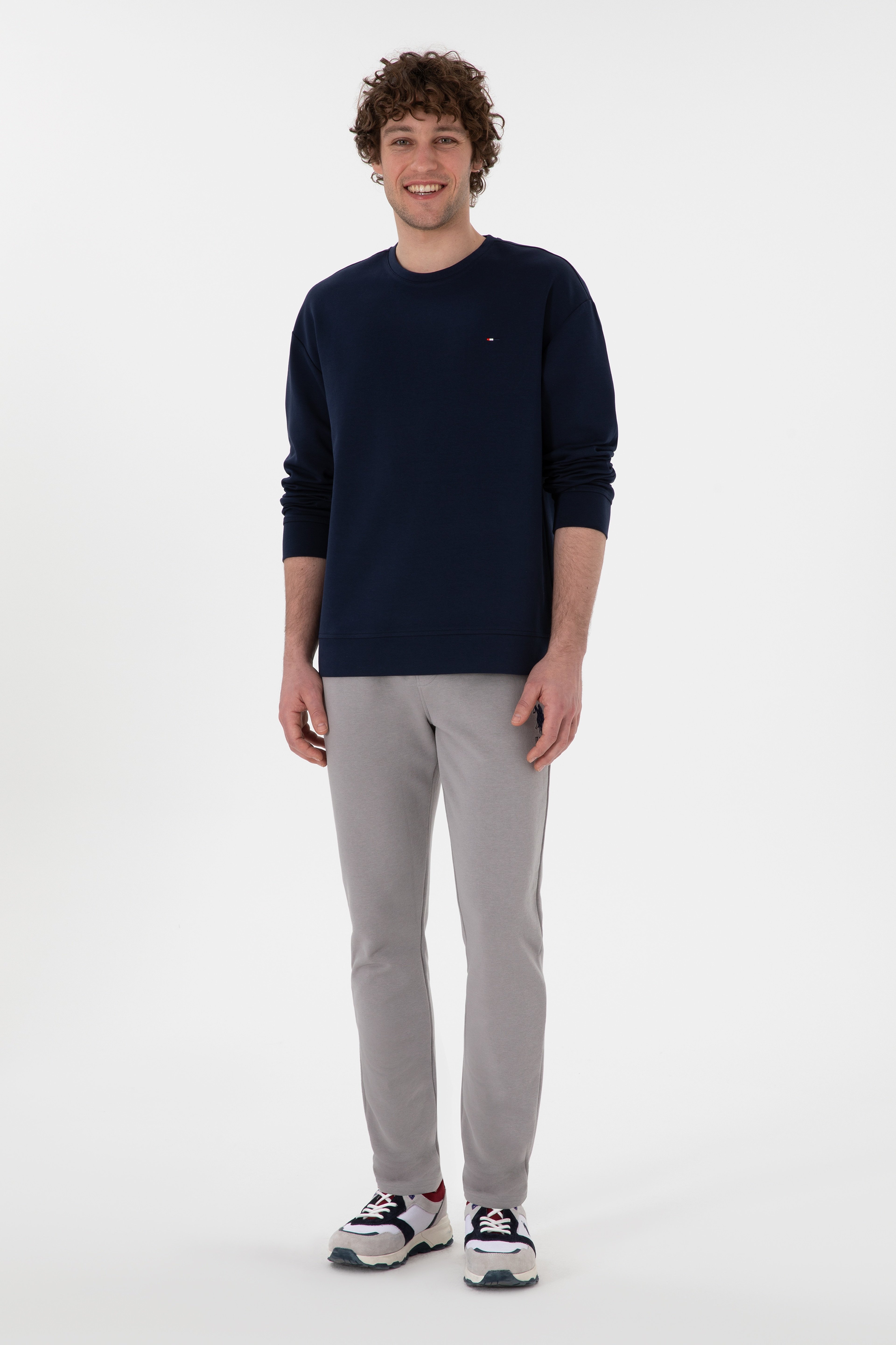 Erkek Slim Fit Düz Paça Gri Eşofman Altı