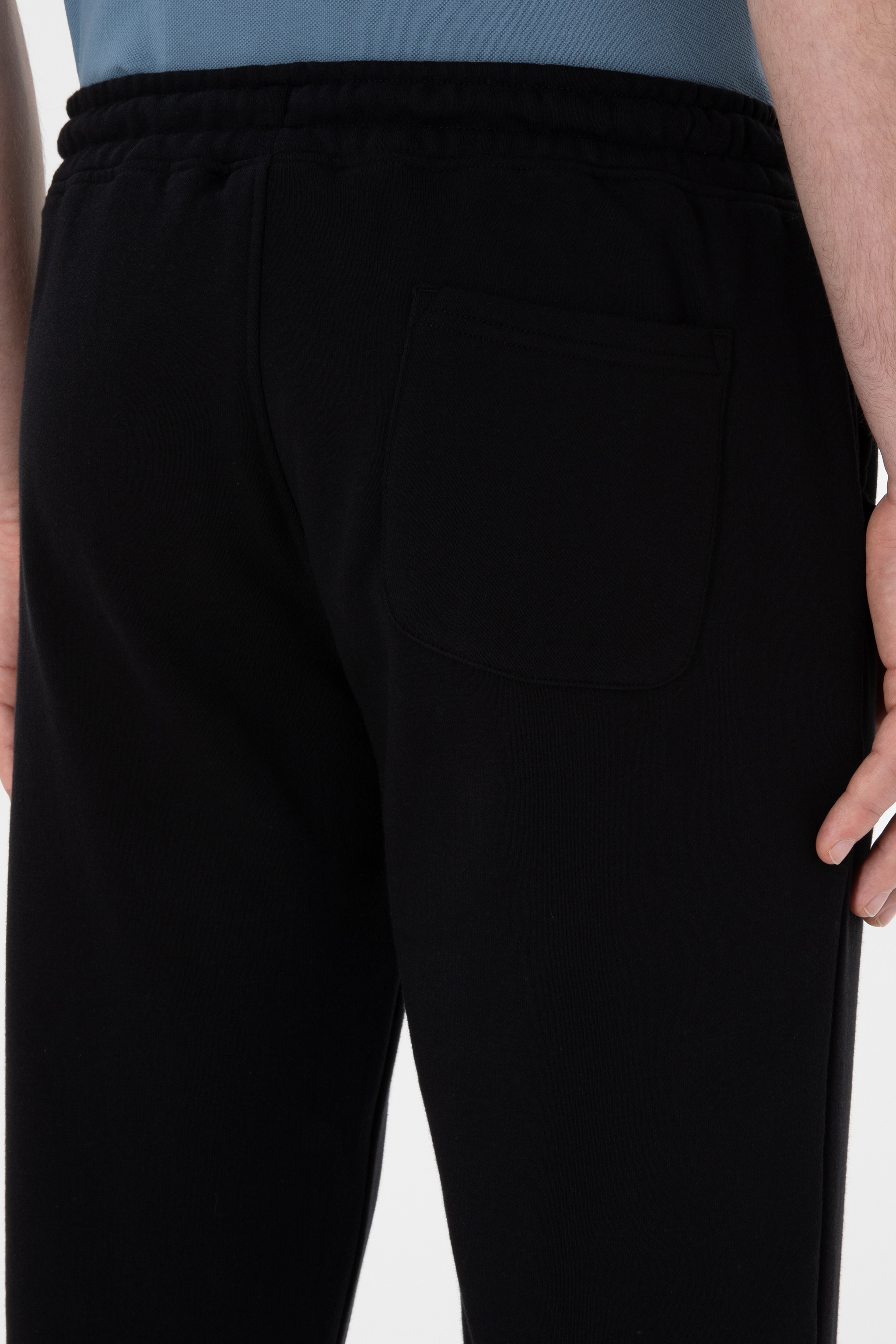 Erkek Slim Fit Düz Paça Siyah Eşofman Altı - Image 6