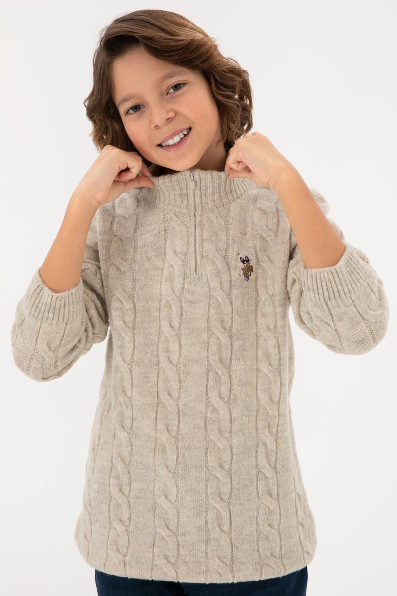 Erkek Çocuk Yarım Fermuarlı Taş Kazak - 50297422028