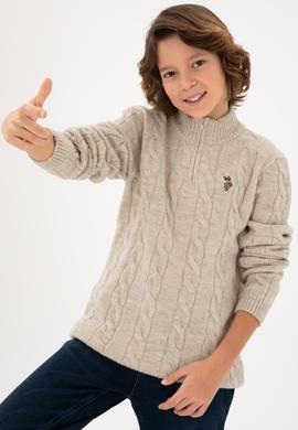 Erkek Çocuk Yarım Fermuarlı Taş Kazak - 50297422028