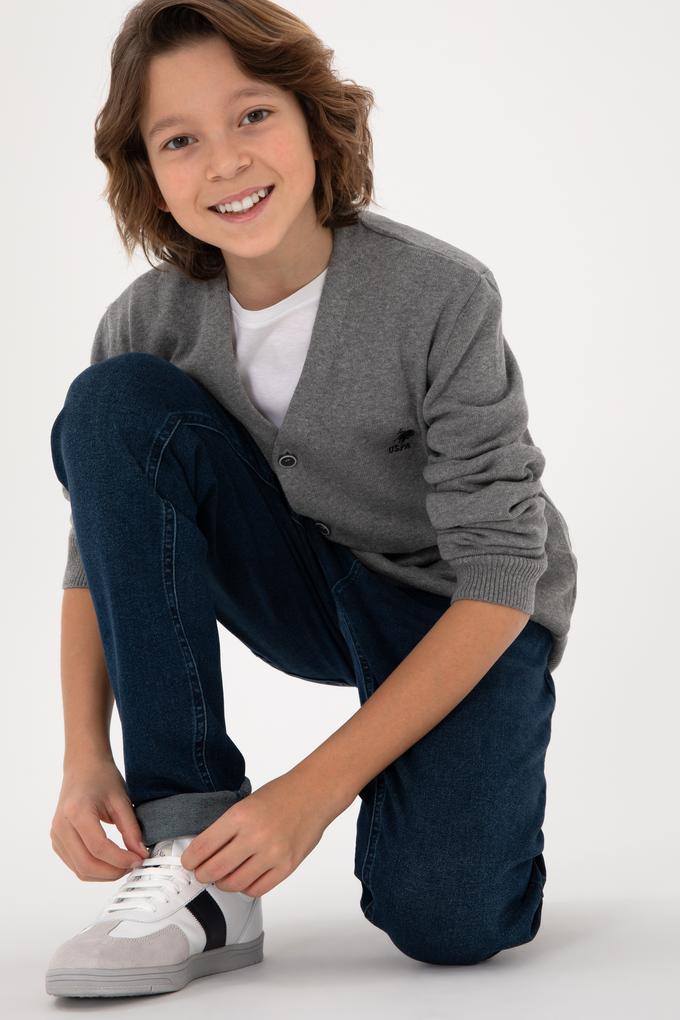 Erkek Çocuk Gri Melanj Triko Hırka