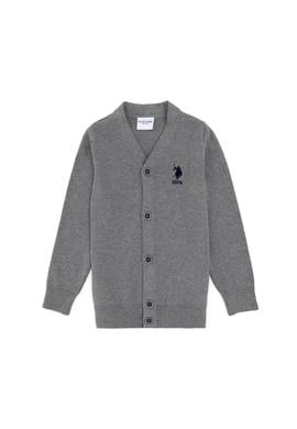 Erkek Çocuk Gri Melanj Triko Hırka - 50295571014