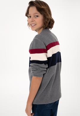 Erkek Çocuk Açık Gri Melanj Triko Hırka - 50295507016