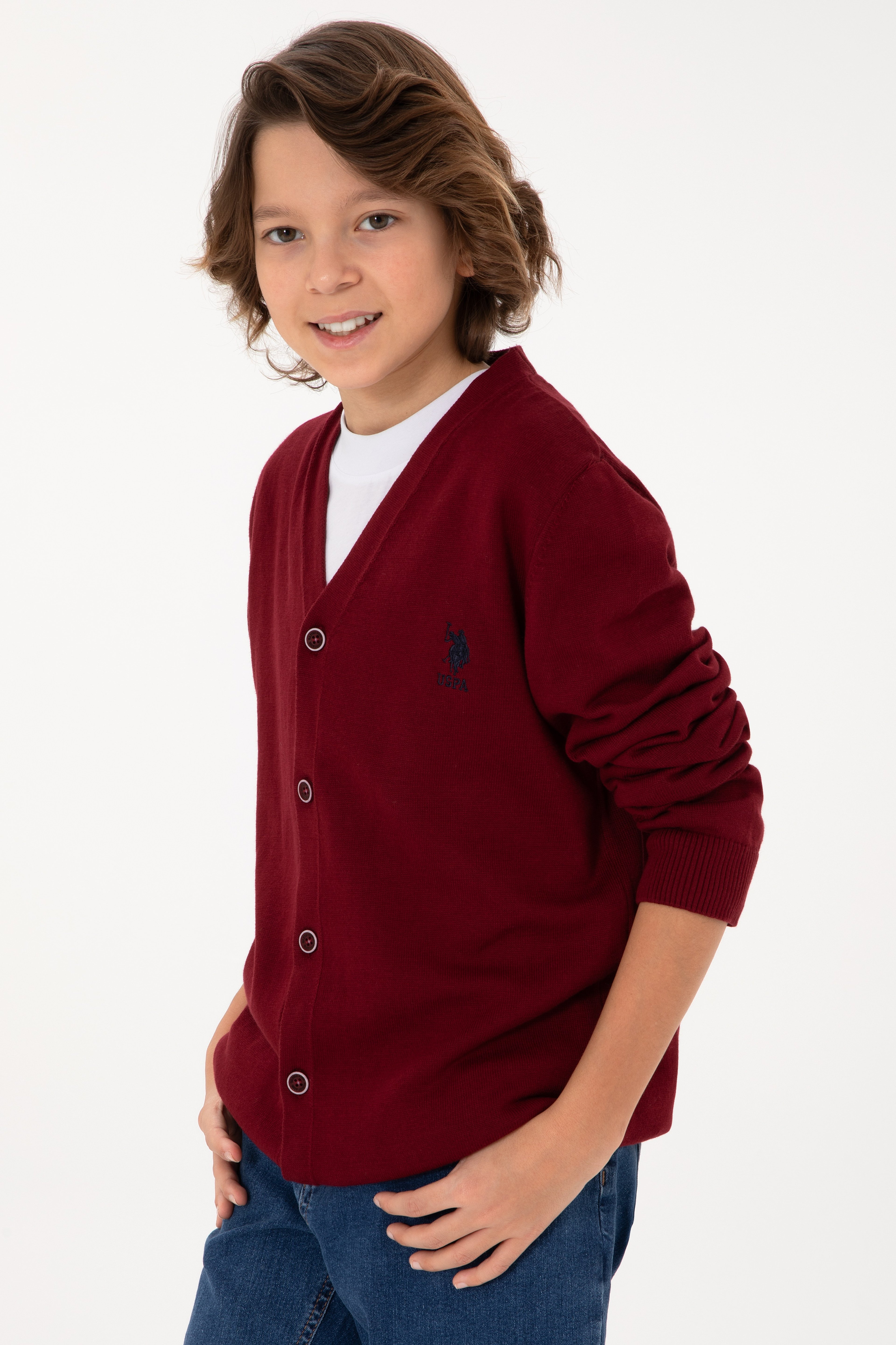 Erkek Çocuk Bordo Triko Hırka - Image 1