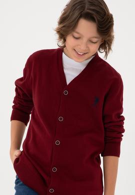 Erkek Çocuk Bordo Triko Hırka - 50295571036