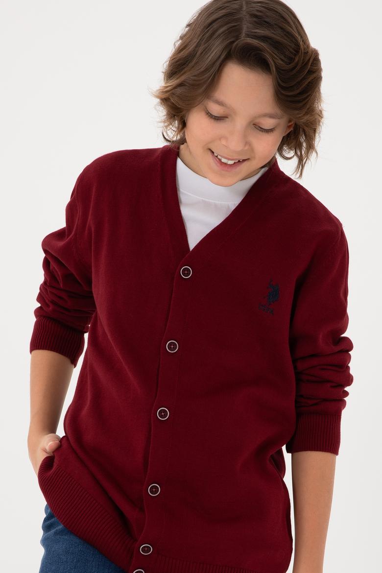 Erkek Çocuk Bordo Triko Hırka - 50295571036