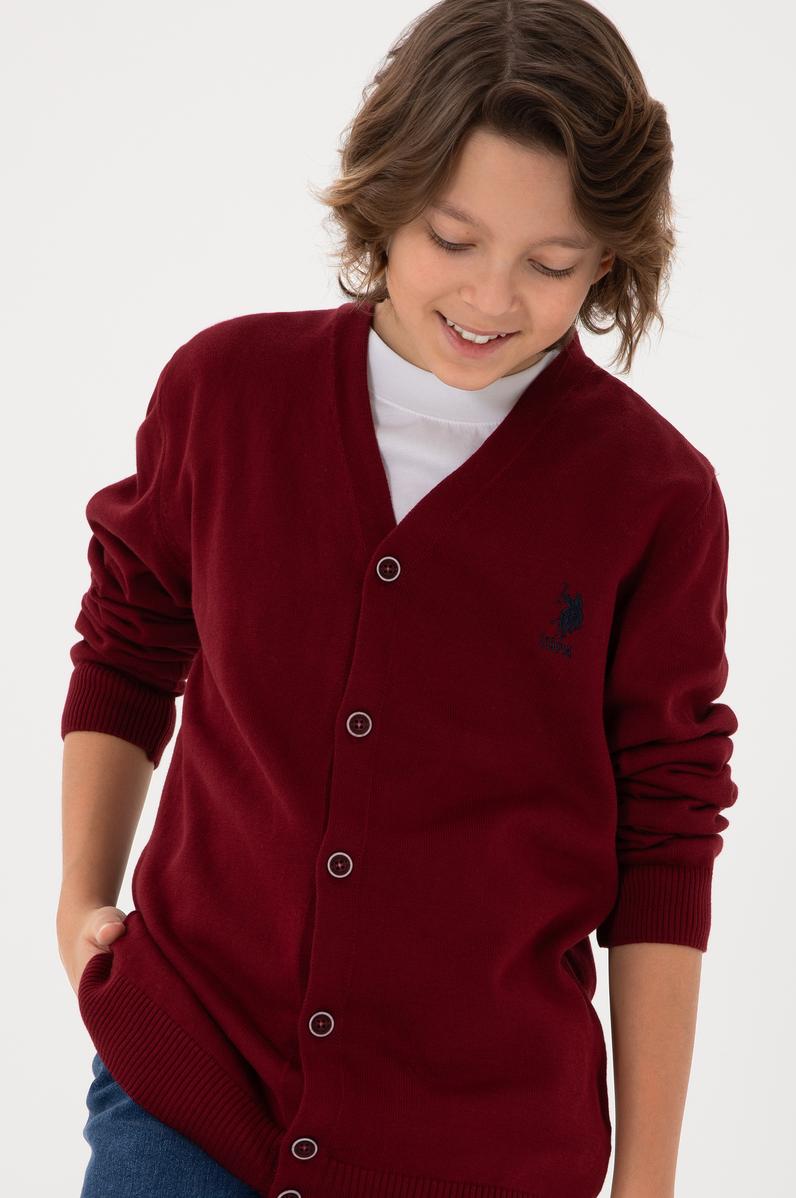 Erkek Çocuk Bordo Triko Hırka