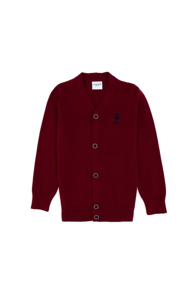 Erkek Çocuk Bordo Triko Hırka - 50295571036