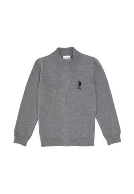 Erkek Çocuk Gri Melanj Fermuarlı Triko Hırka - 50295560020