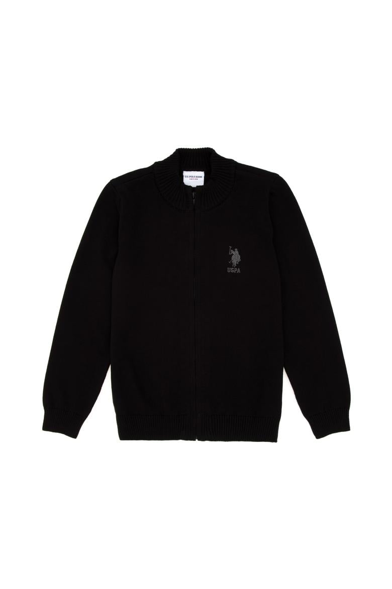 Erkek Çocuk Siyah Fermuarlı Triko Hırka - 50295560033