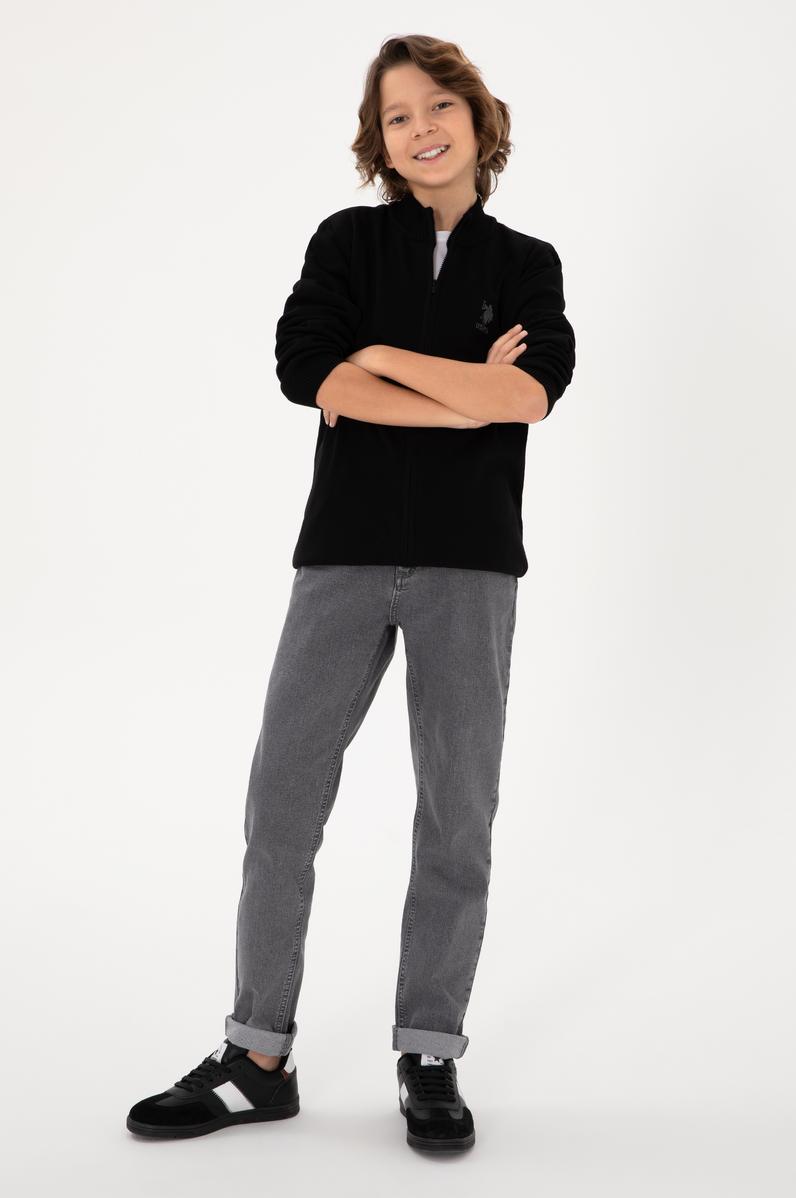 Erkek Çocuk Siyah Fermuarlı Triko Hırka