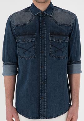 Erkek Mavi Jean Gömlek - 50304343002