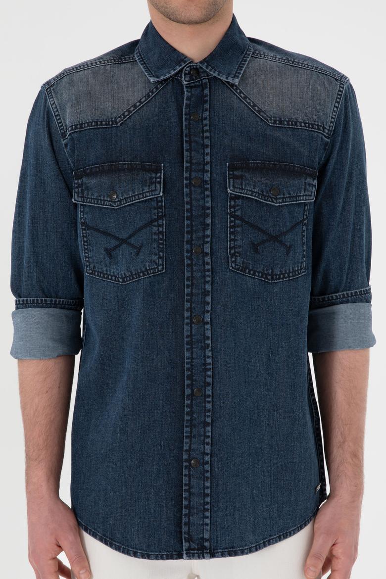 Erkek Mavi Jean Gömlek - 50304343002