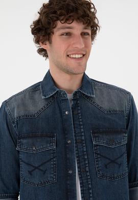 Erkek Mavi Jean Gömlek - 50304343002